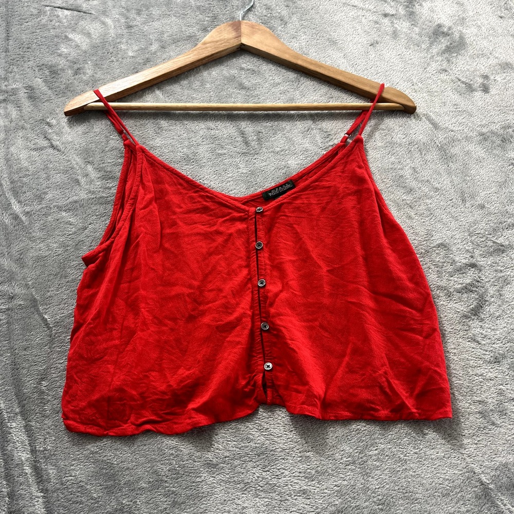Wild Fable Red Button Up Cropped Tank Top Cami Medium Flowy Adjustable Straps